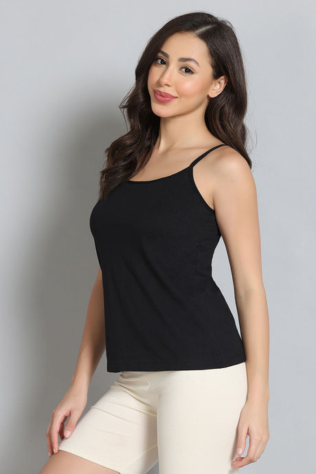 Zivame Knit Cotton Camisole - Black Beauty — image 2